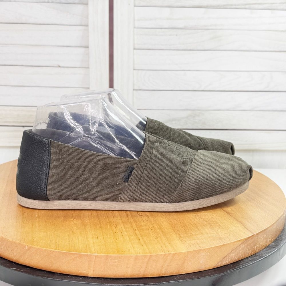 Toms Alpargata Corduroy Faux Leather Heel Slip On Shoes Olive Greenโ Mens 7